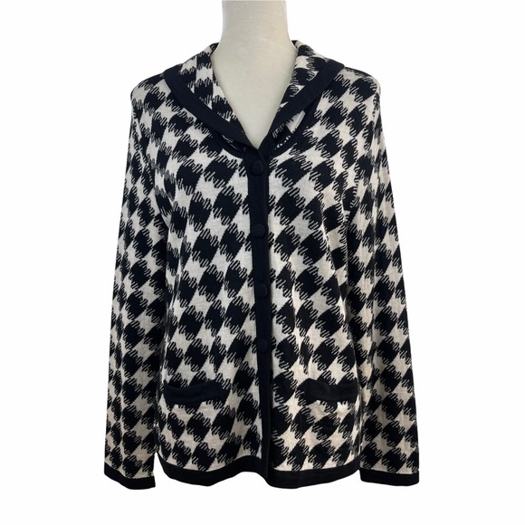 𝅺Pendleton 100% Merino Wool Houndstooth Cardigan Women’s Size LP - Picture 1 of 10